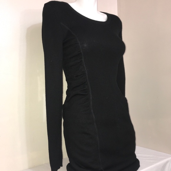 Calvin Klein Ribbed Wool Ruched Waist Long Dress - Picture 6 of 16